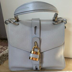 Chloé Aby Medium Leather Shoulder Bag in Sky Blue Adjustable Strap